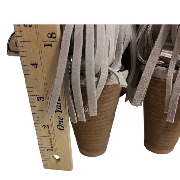 Naughty Monkey Leather Fringe Western Peep Toe Wedge Sandals Size‎ 10 - Picture 7 of 8